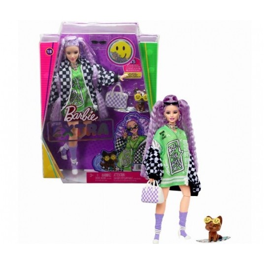 BARBIE EXTRA LALKA FIOLETOWE WŁOSY + ZWIERZAK /4 -zdjęcie numer 1