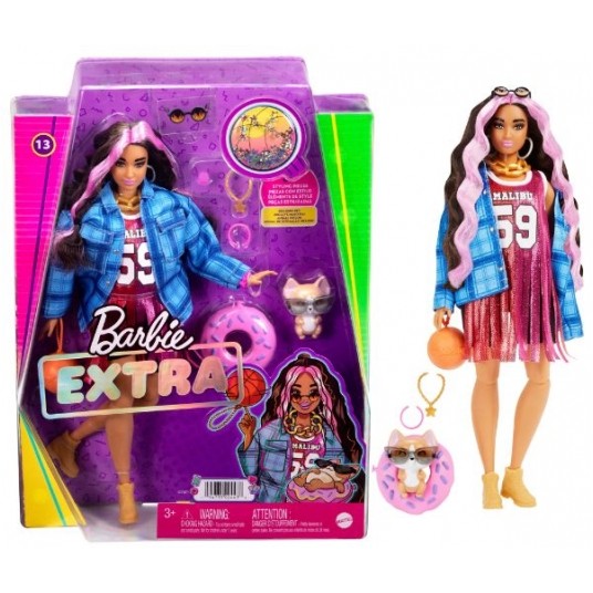 BARBIE EXTRA LALKA SPORTOWA SUKIENKA + ZWIERZAK /4 -zdjęcie numer 1