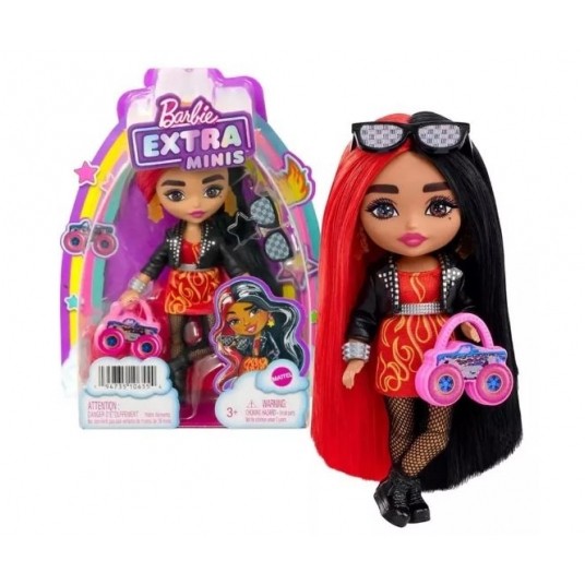 BARBIE EXTRA MINIS LALKA CZERWONO CZARNE WŁOSY /3 -zdjęcie numer 1