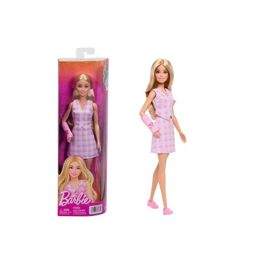 BARBIE FASHIONISTA LALKA Z GIPSEM W RÓŻOWYM STROJU #243 -zdjęcie numer 1