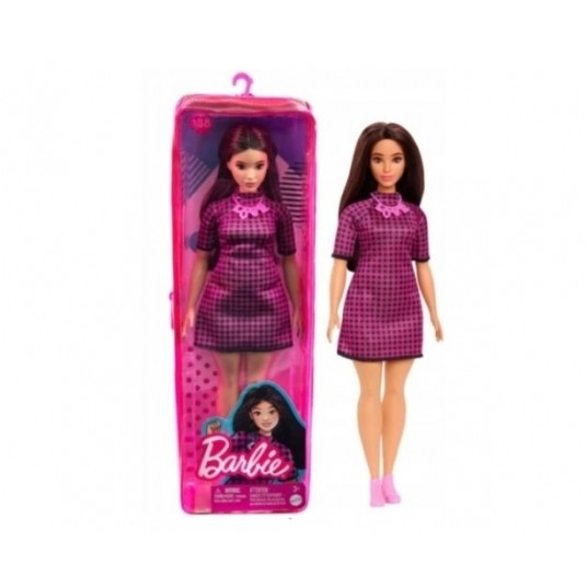 BARBIE FASHIONISTAS LALKA RÓŻOWA SUKIENKA /6 -zdjęcie numer 1