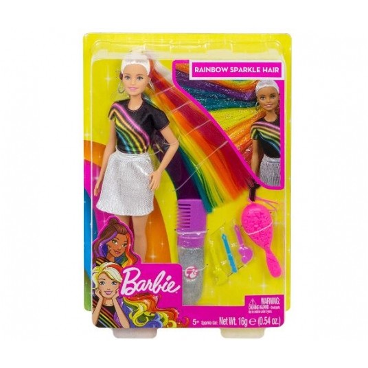 BARBIE LALKA BŁYSZCZĄCE TĘCZOWE WŁOSY /6 -zdjęcie numer 1