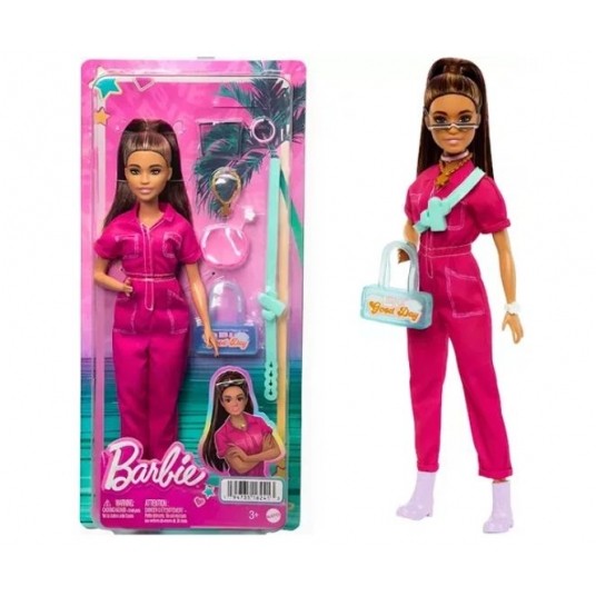 BARBIE LALKA BRUNETKA W RÓŻOWYM KOMBINEZONIE /4 -zdjęcie numer 1