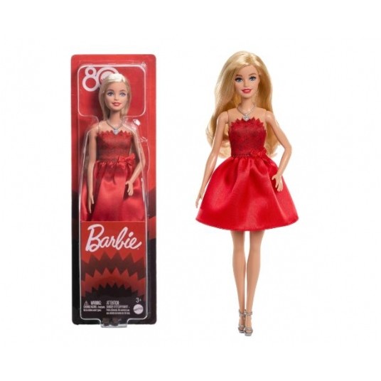 BARBIE LALKA W CZERWONEJ SUKIENCE 80-LECIE /5 -zdjęcie numer 1