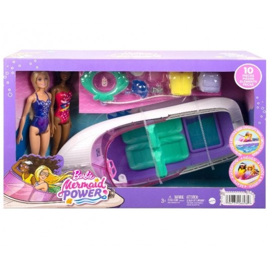BARBIE MERMAID POWER 2x LALKA + MOTORÓWKA ŁÓDŹ /2 -zdjęcie numer 1