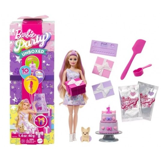 BARBIE PARTY UNBOXED GLAM PARTY LALKA + AKC /3 -zdjęcie numer 1