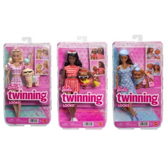 BARBIE TWINNING LOOKS LALKA + PIESEK ASST / -zdjęcie numer 1