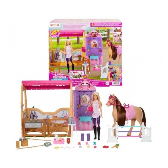 BARBIE ZESTAW STADNINA KONI + LALKA I AKCESORIA -zdjęcie numer 1