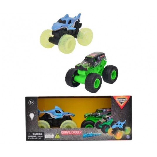 MONSTER JAM GRAVE DIGGER 2x AUTO 1:43 ZE ŚWIATŁEM/ -zdjęcie numer 1