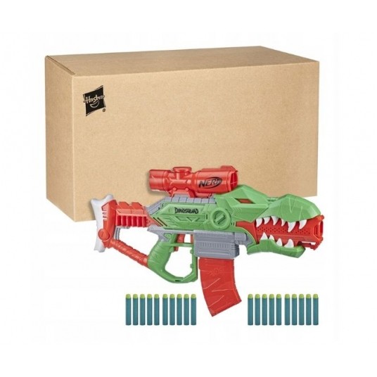 NERF DINOSQUAD REX RAMPAGE + STRZAŁKI BROWN BOX/6 -zdjęcie numer 1