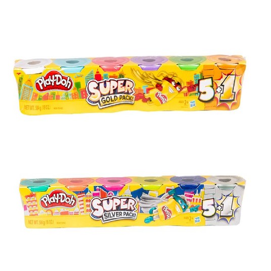 PLD PLAY DOH CIASTOLINA TUBA GOLD / SILVER 6-PACK /24 -zdjęcie numer 1