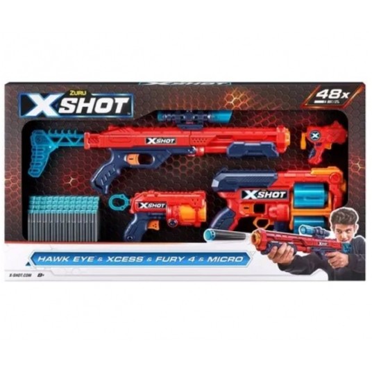 *** ZURU X-SHOT HAWK EYE +XCESS FURY 4 + MICRO /6 -zdjęcie numer 1