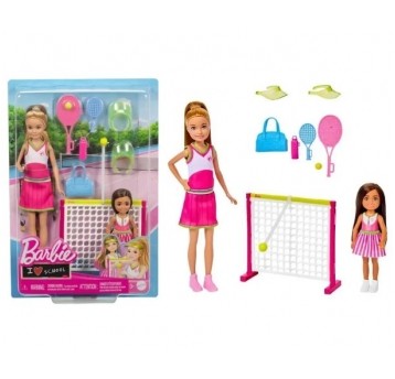 BARBIE FAMILY CHELSEA I STACIE ZESTAW GRA W TENISA