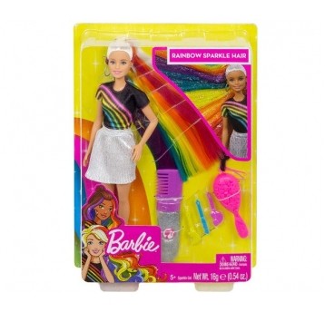 BARBIE LALKA BŁYSZCZĄCE TĘCZOWE WŁOSY /6