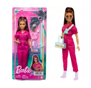 BARBIE LALKA BRUNETKA W RÓŻOWYM KOMBINEZONIE /4