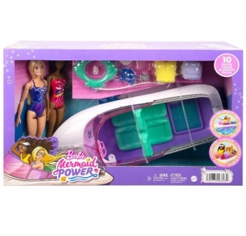 BARBIE MERMAID POWER 2x LALKA + MOTORÓWKA ŁÓDŹ /2