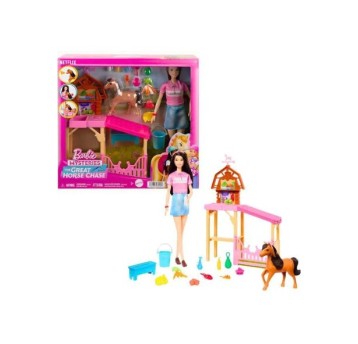 BARBIE MYSTERIES ZESTAW STAJNIA KUCYK + AKCESORIA