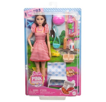 *** BARBIE PINK PASSPORT PARIS LALKA + AKC /5