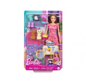 BARBIE PIŻAMA PARTY LALKA Z PIESKIEM + AKCESORIA/4