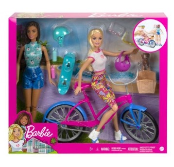 BARBIE ZESTAW 2x LALKA NA ROWERZE I DESKOROLCE/4