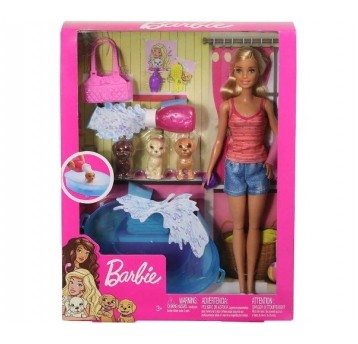 BARBIE ZESTAW KĄPIEL PIESKÓW LALKA + AKCESORIA /6
