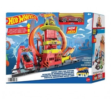 HOT WHEELS REMIZA STRAŻACKA TOR PĘTLA + AUTKO /2
