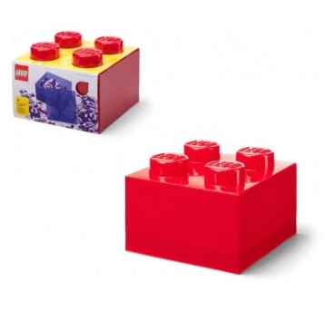 LEGO POJEMNIK KLOCEK BRICK PRZEZROCZYSTY CZERWON/6